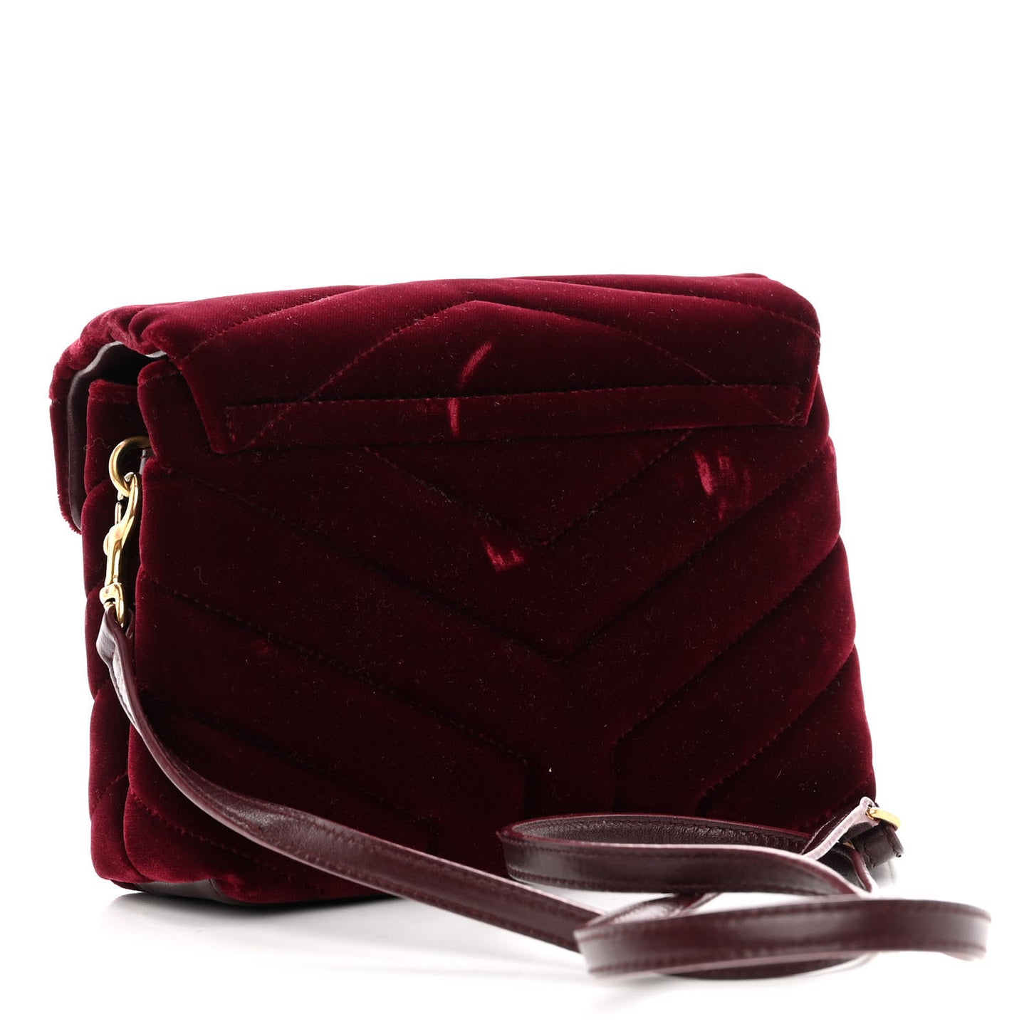 Velvet Y Quilted Monogram Toy Loulou Crossbody Bag French Burgundy