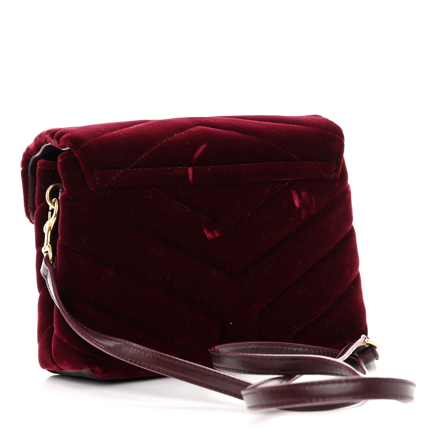Saint Laurent Velvet Y Quilted Monogram Toy Loulou Crossbody Bag French Burgundy 3 of 12
