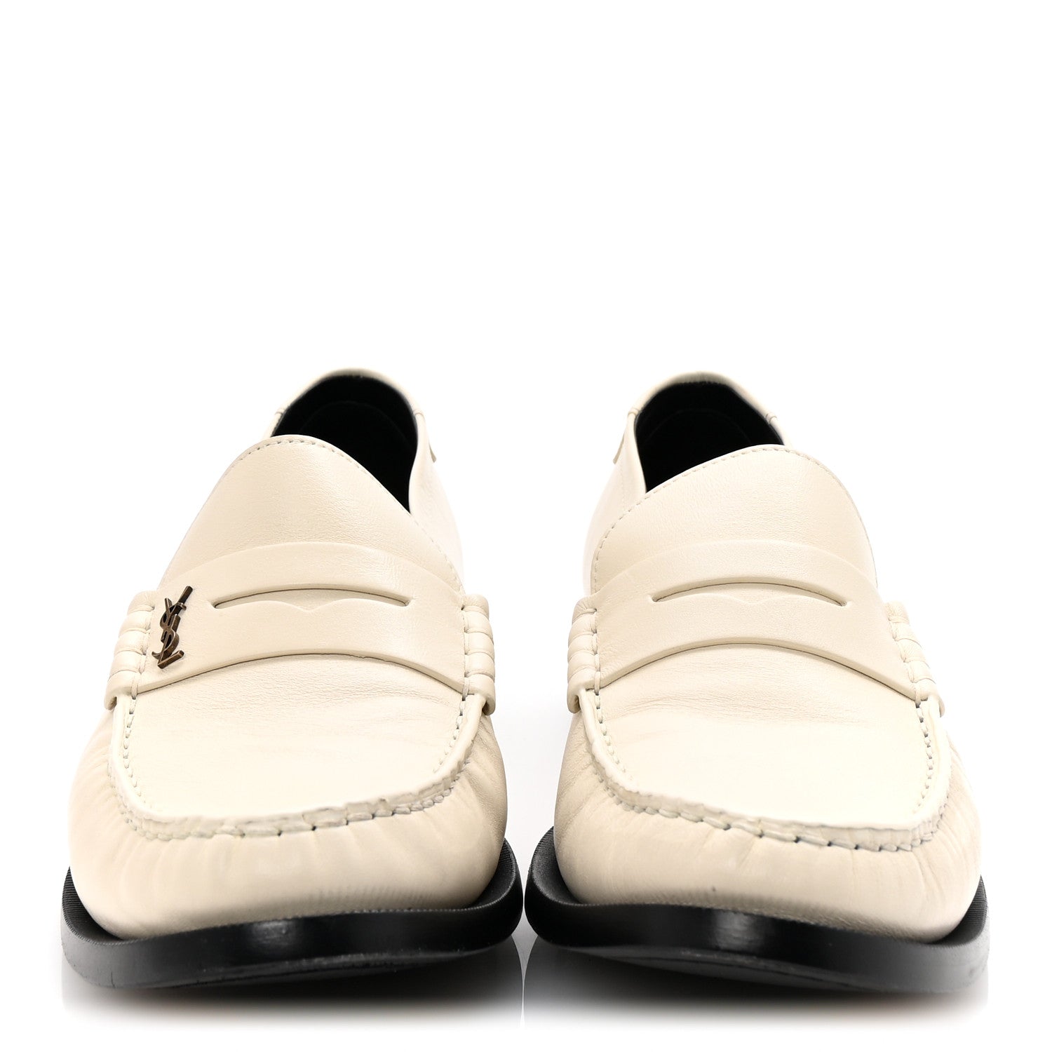 Saint Laurent Smooth Calfskin Mens Penny Loafers 42.5 Pearl 3 of 10