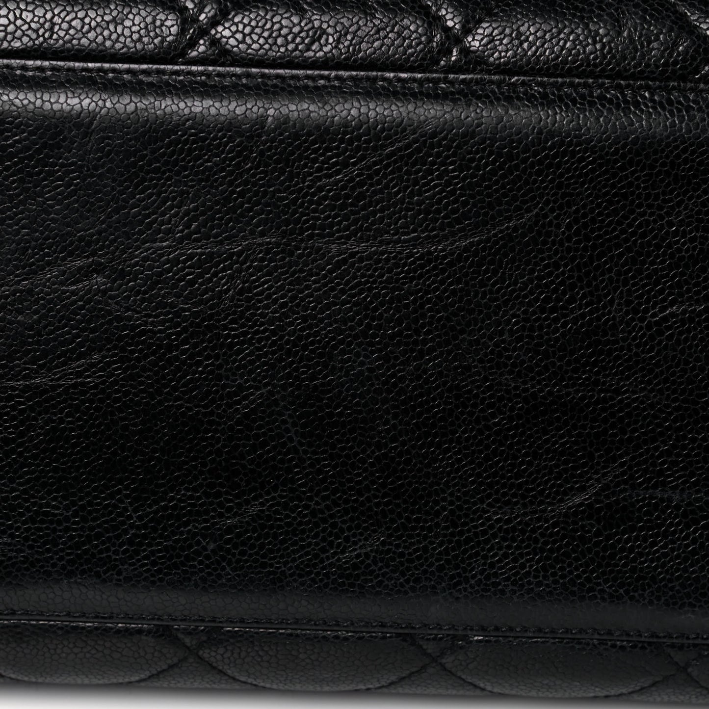 Crumpled Grained Calfskin Quilted CC Crave Tote Black