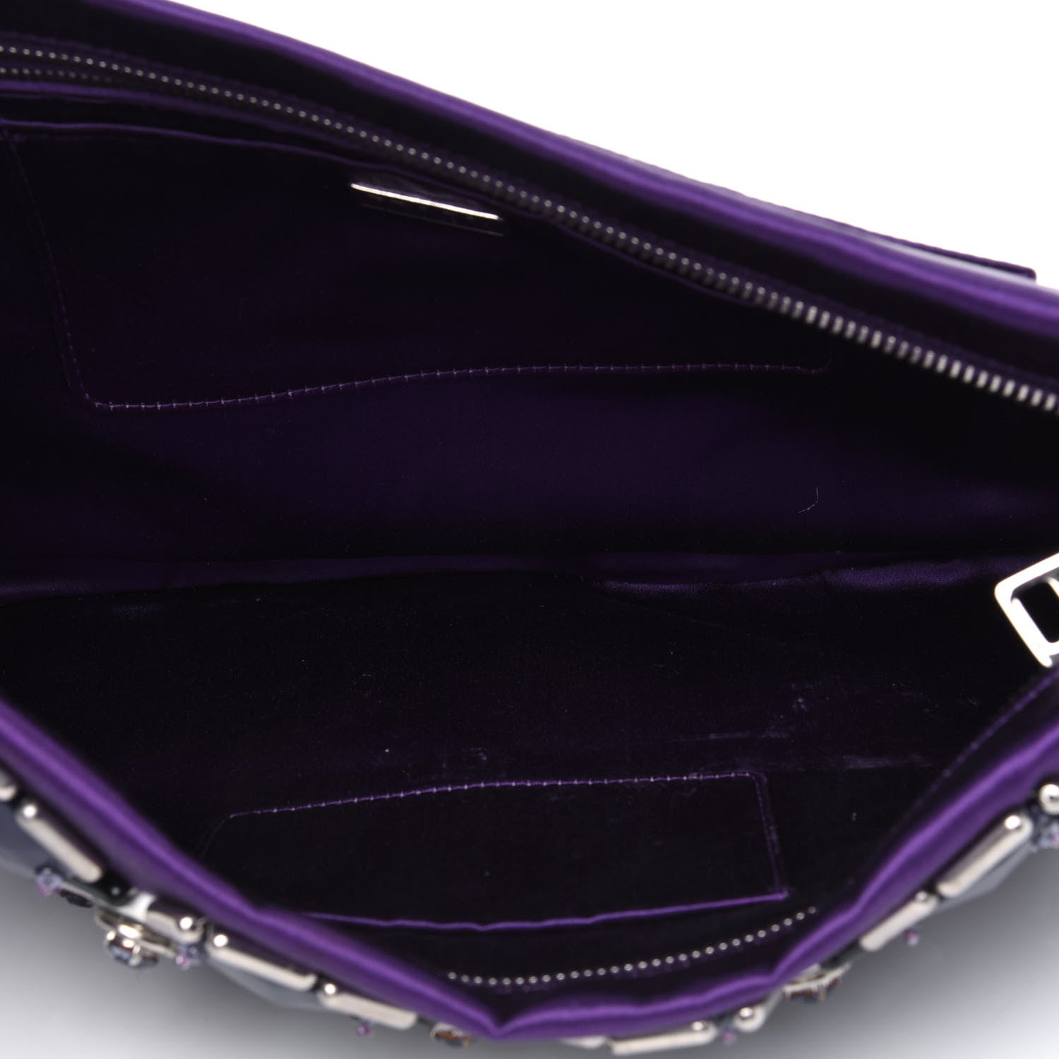 Prada Satin Crystal Ricamo Pochette Clutch Viola 4 of 4
