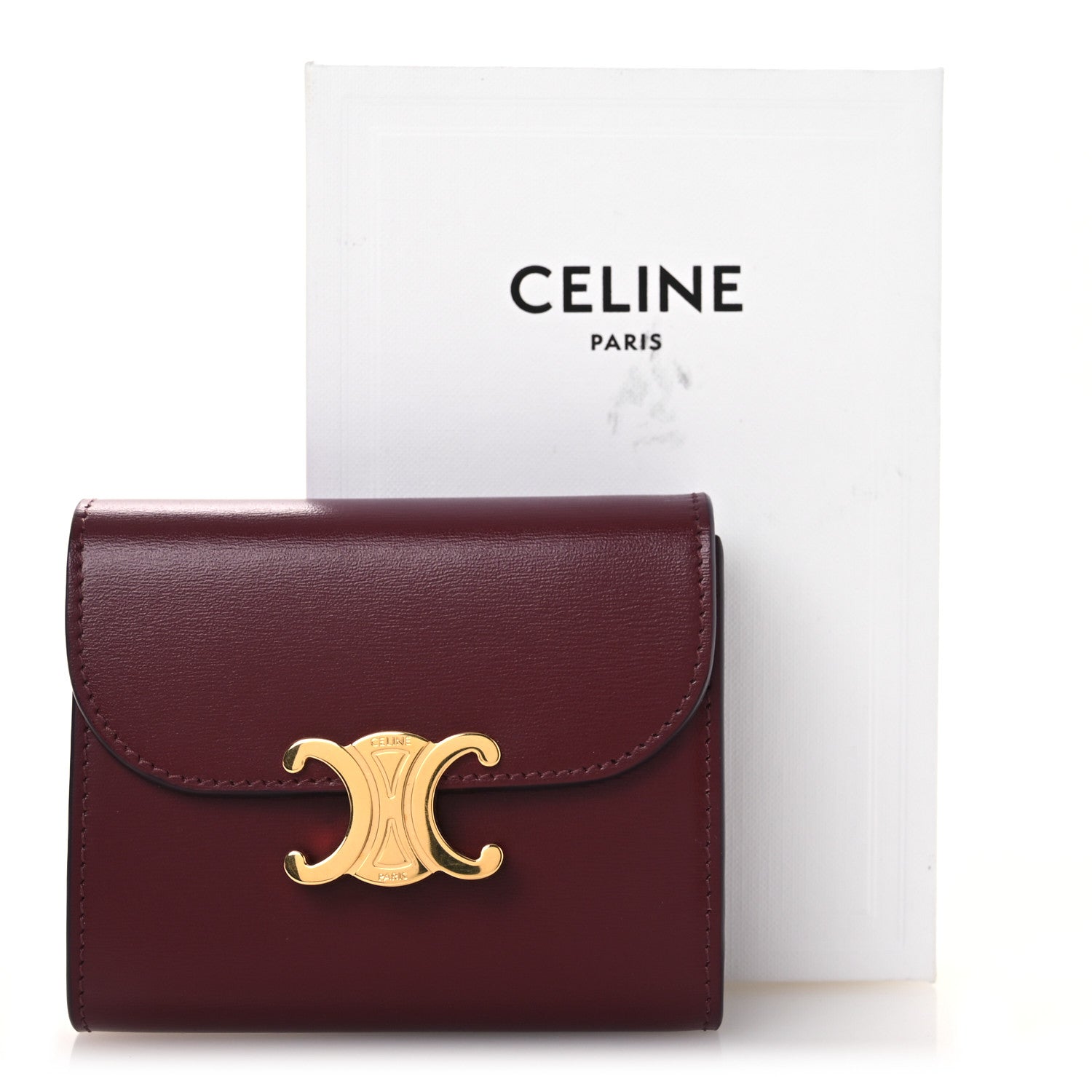 Celine Shiny Calfskin Small Triomphe Wallet Deep Burgundy 11 of 11