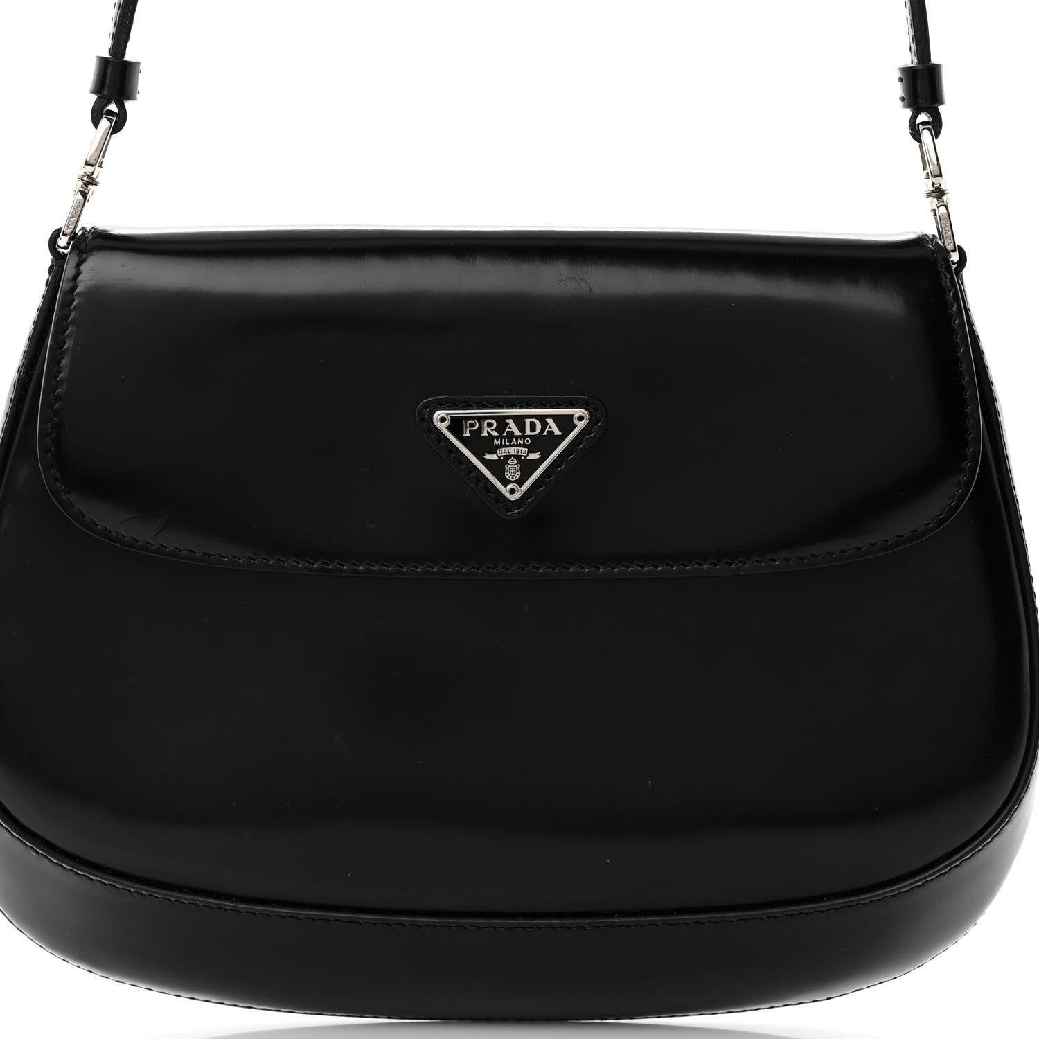 Prada Spazzolato Cleo Flap Shoulder Bag Black 8 of 11
