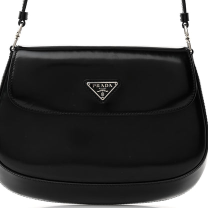 Prada Spazzolato Cleo Flap Shoulder Bag Black 8 of 11
