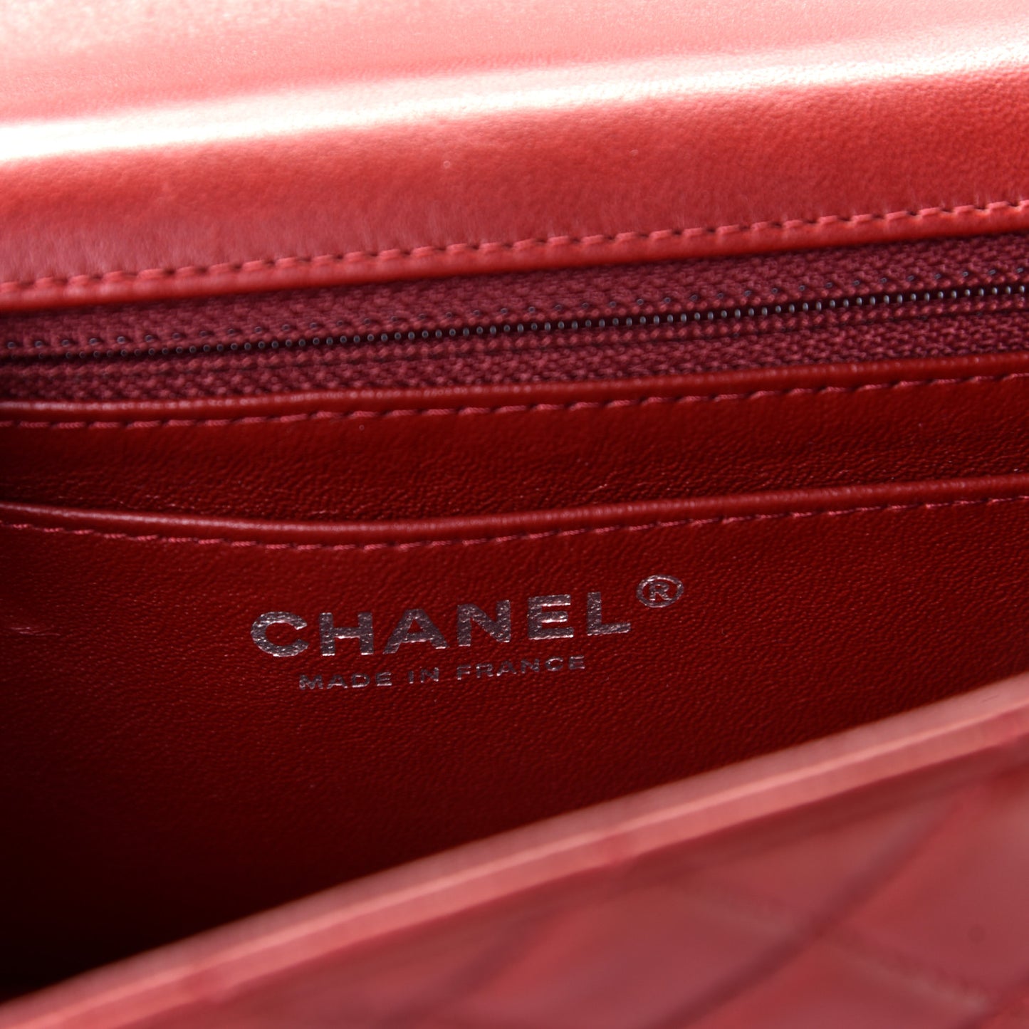 Lambskin Quilted Mini Rectangular Flap Red