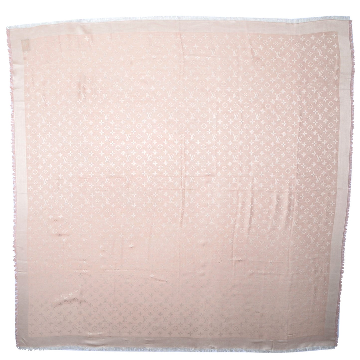 Wool Silk Monogram Shawl Natural
