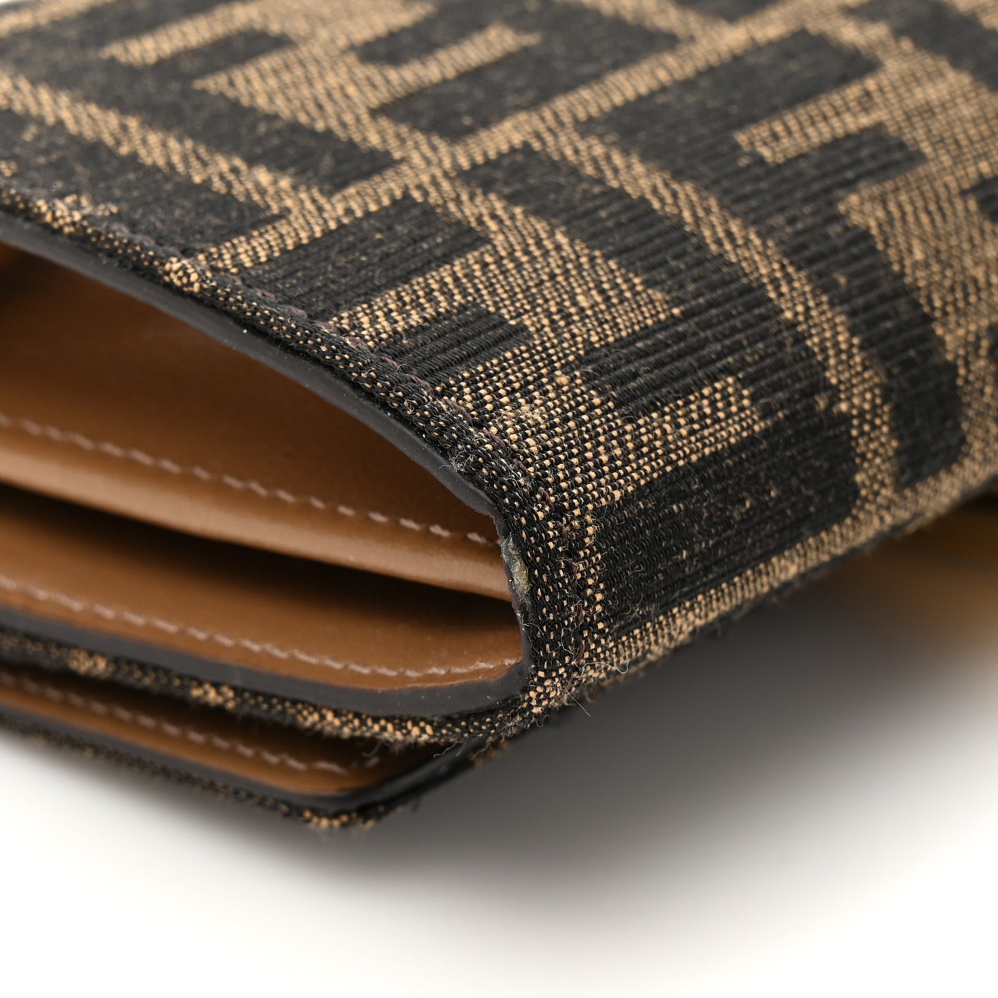 Fabric Jacquard FF 1974 Continental Wallet On Chain Tobacco Moro