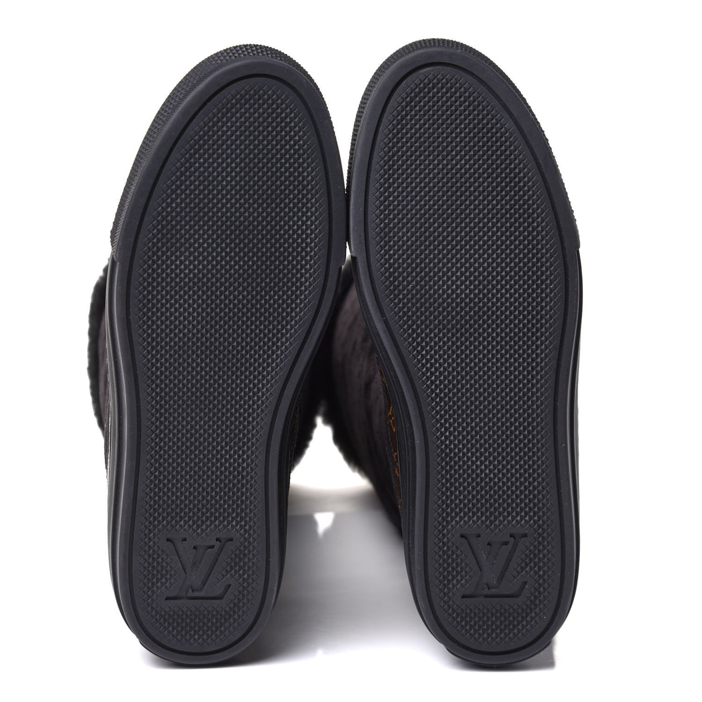 Suede Calfskin Monogram Embossed Snowball Flat Half Boots 35.5 Black