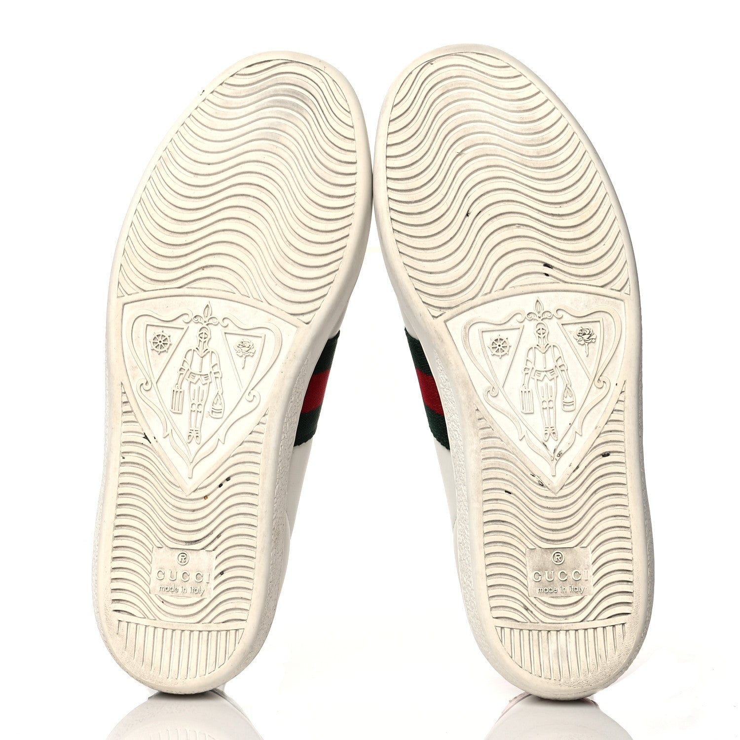 Gucci Calfskin Ayers Bee Embroidered Womens Ace Sneakers 35 White Green 6 of 19