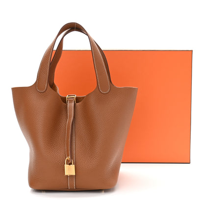 Hermes Taurillon Clemence Picotin Lock 22 MM Gold 11 of 11