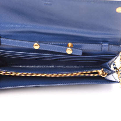 Prada Saffiano Metal Oro Chain Wallet Bleuette 4 of 10
