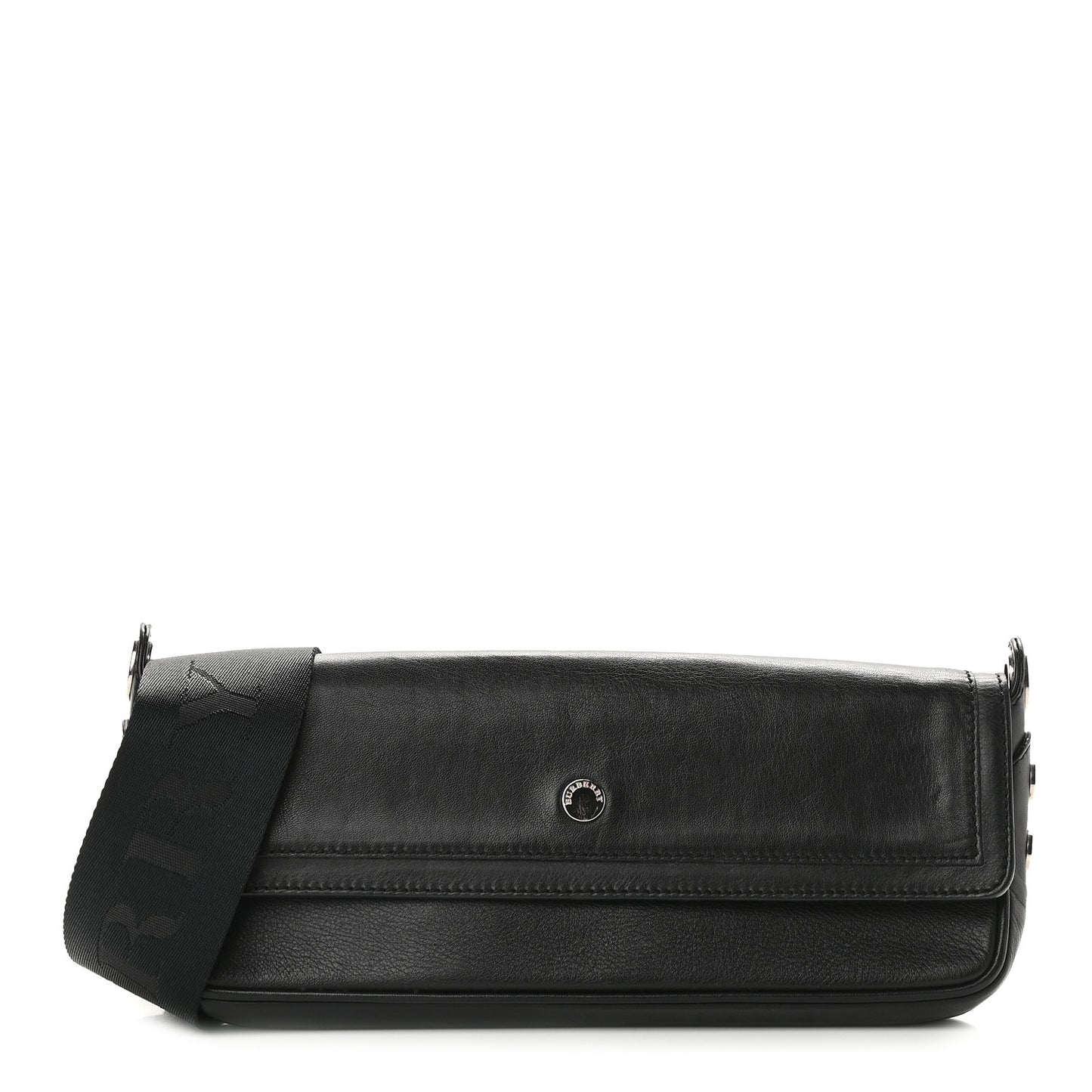 Calfskin Logo Strap Shoulder Bag Black