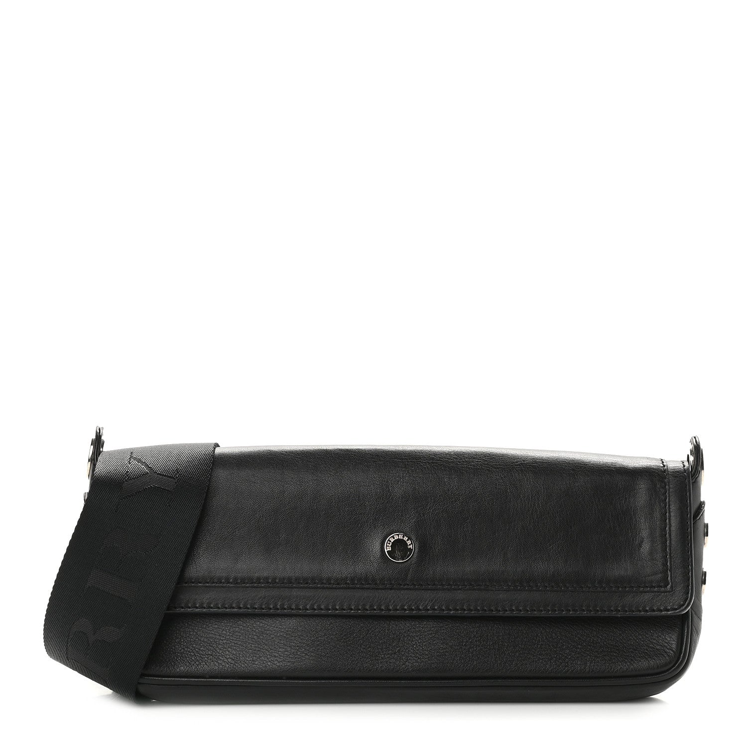 Burberry Calfskin Logo Strap Shoulder Bag Black 1 of 10