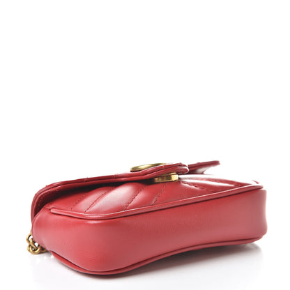 Gucci Calfskin Matelasse GG Marmont 2.0 Coin Purse On A Chain Hibiscus Red 4 of 8
