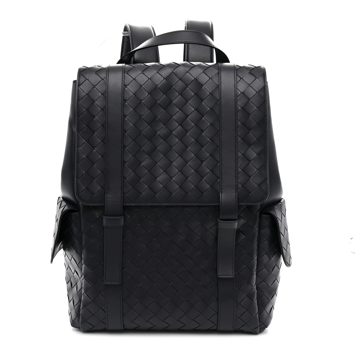 Bottega Veneta Canvas Calfskin Intrecciato Sassolungo Backpack Dark Blue 1 of 11