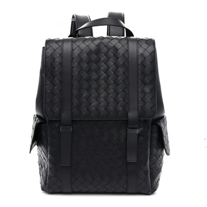 Bottega Veneta Canvas Calfskin Intrecciato Sassolungo Backpack Dark Blue 1 of 11