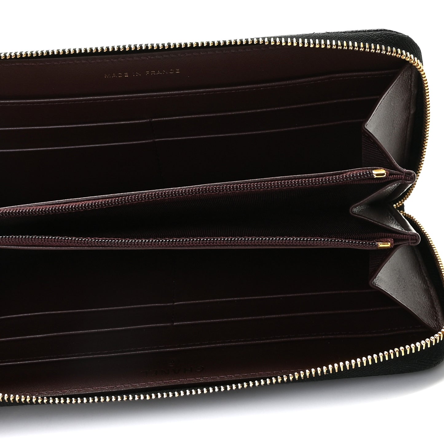 Caviar Quilted Large Gusset Zip Around Wallet Black