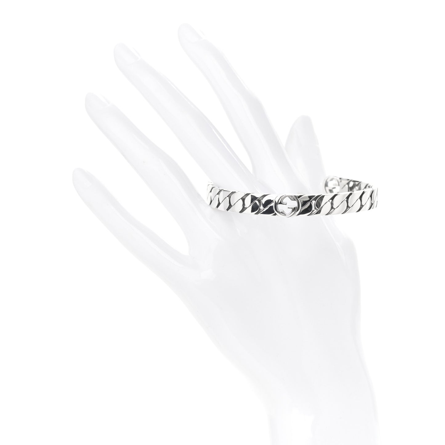 Sterling Silver Interlocking G Cuff Bracelet 19