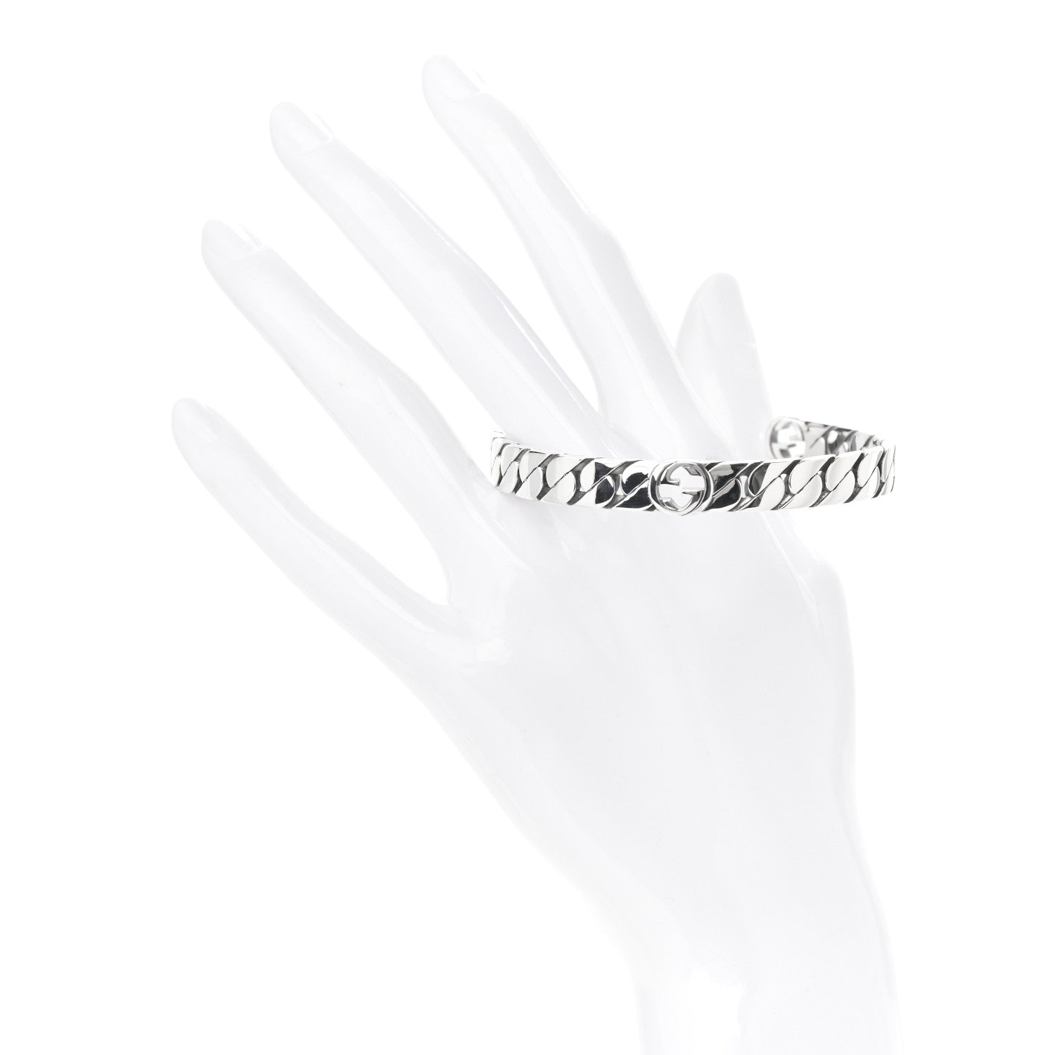 Gucci Sterling Silver Interlocking G Cuff Bracelet 19 2 of 7