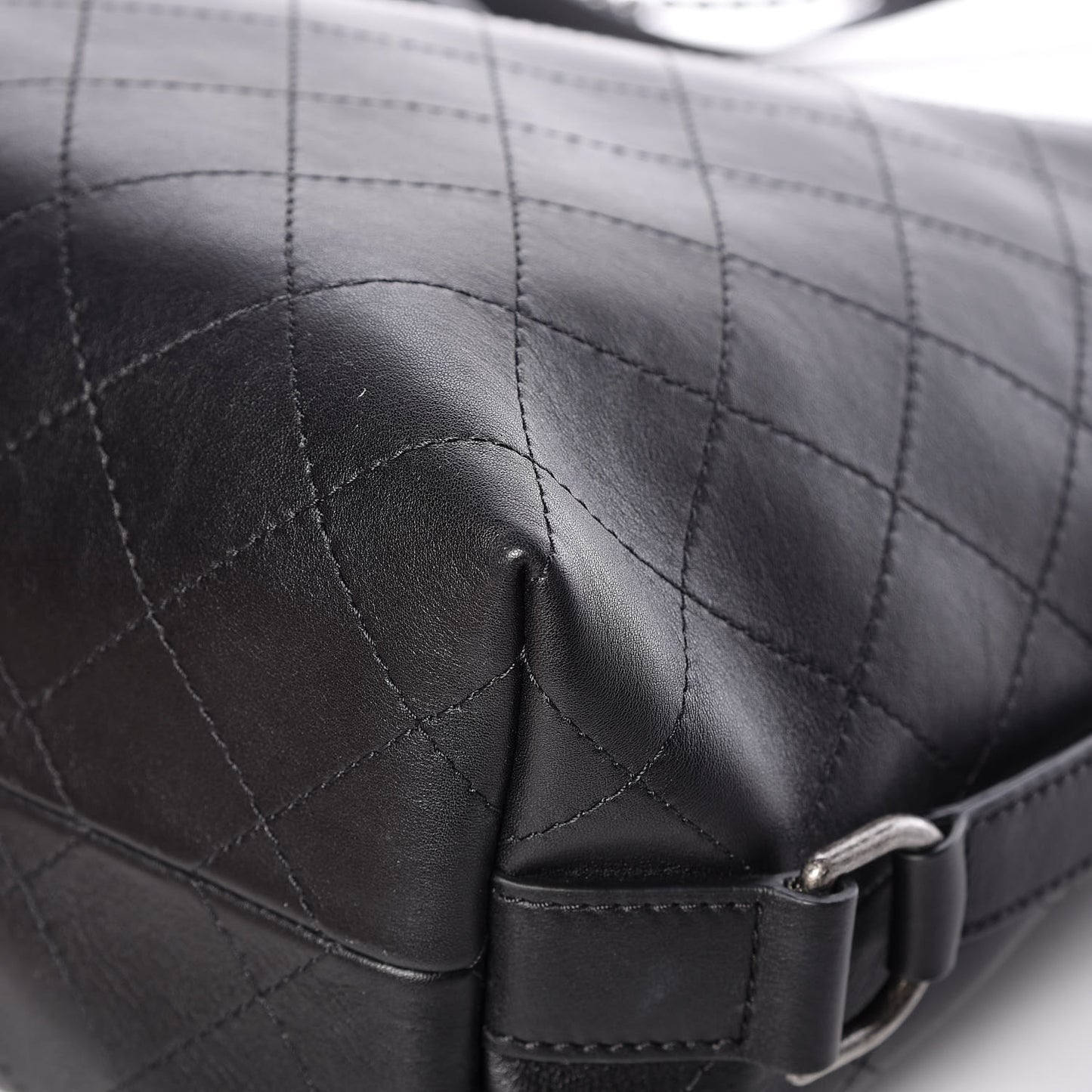 Calfskin Stitched Large Hobo Black