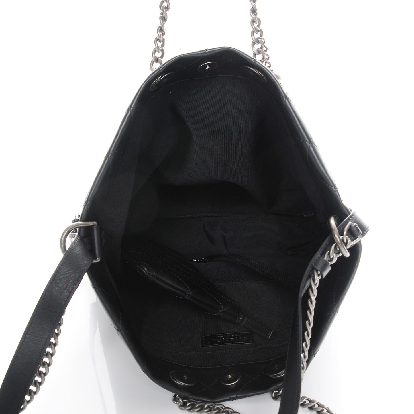 Calfskin Stitched Large Hobo Black