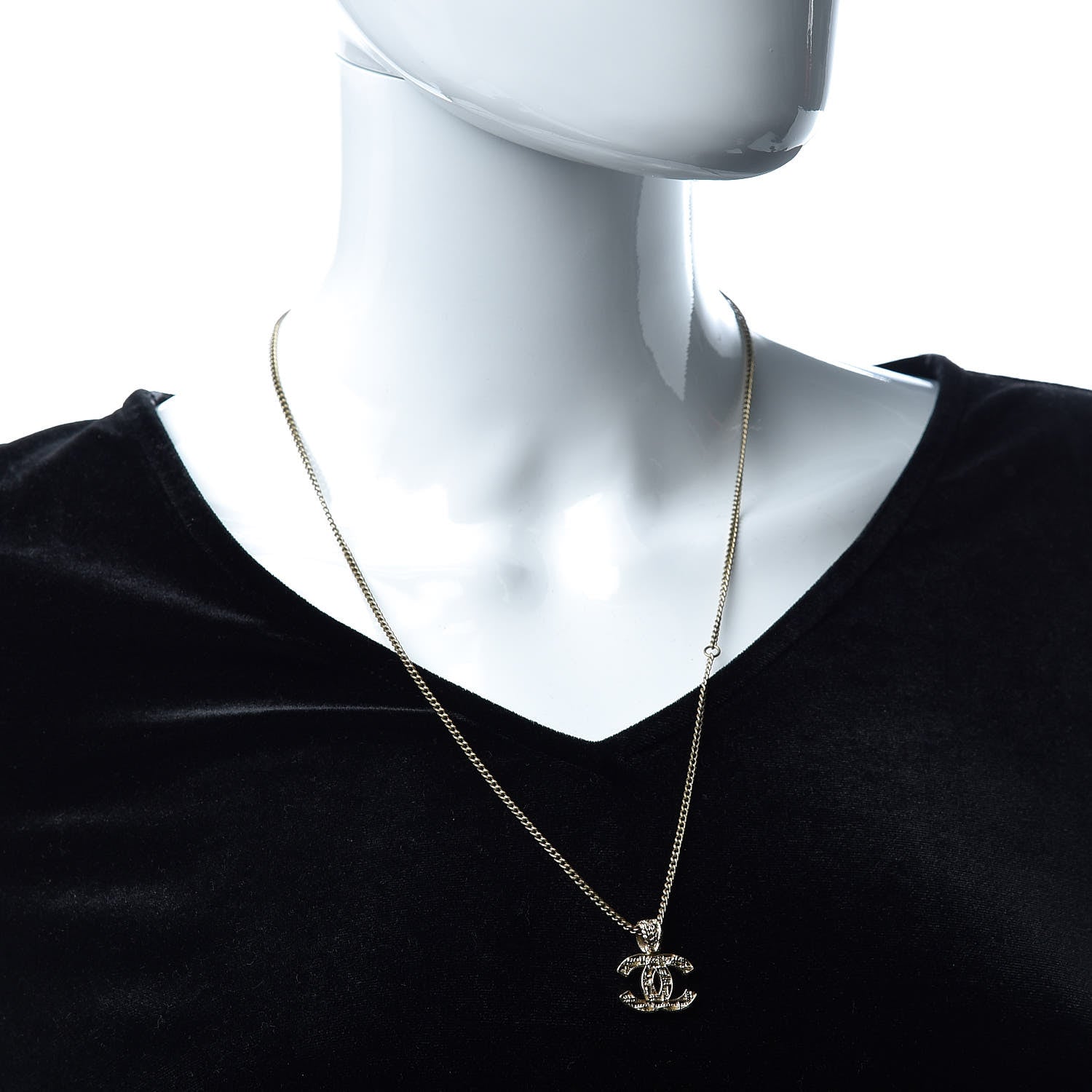 Chanel Tweed Effect CC Necklace Gold 2 of 6