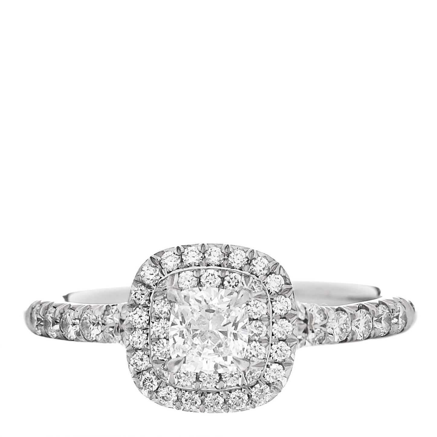 Platinum Diamond .37ct Soleste Cushion Cut Double Halo Engagement Ring 52 6