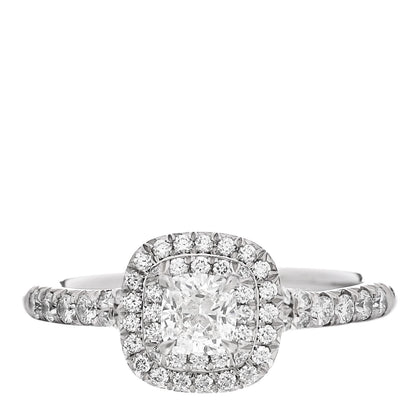 Tiffany Platinum Diamond .37ct Soleste Cushion Cut Double Halo Engagement Ring 52 6 1 of 6