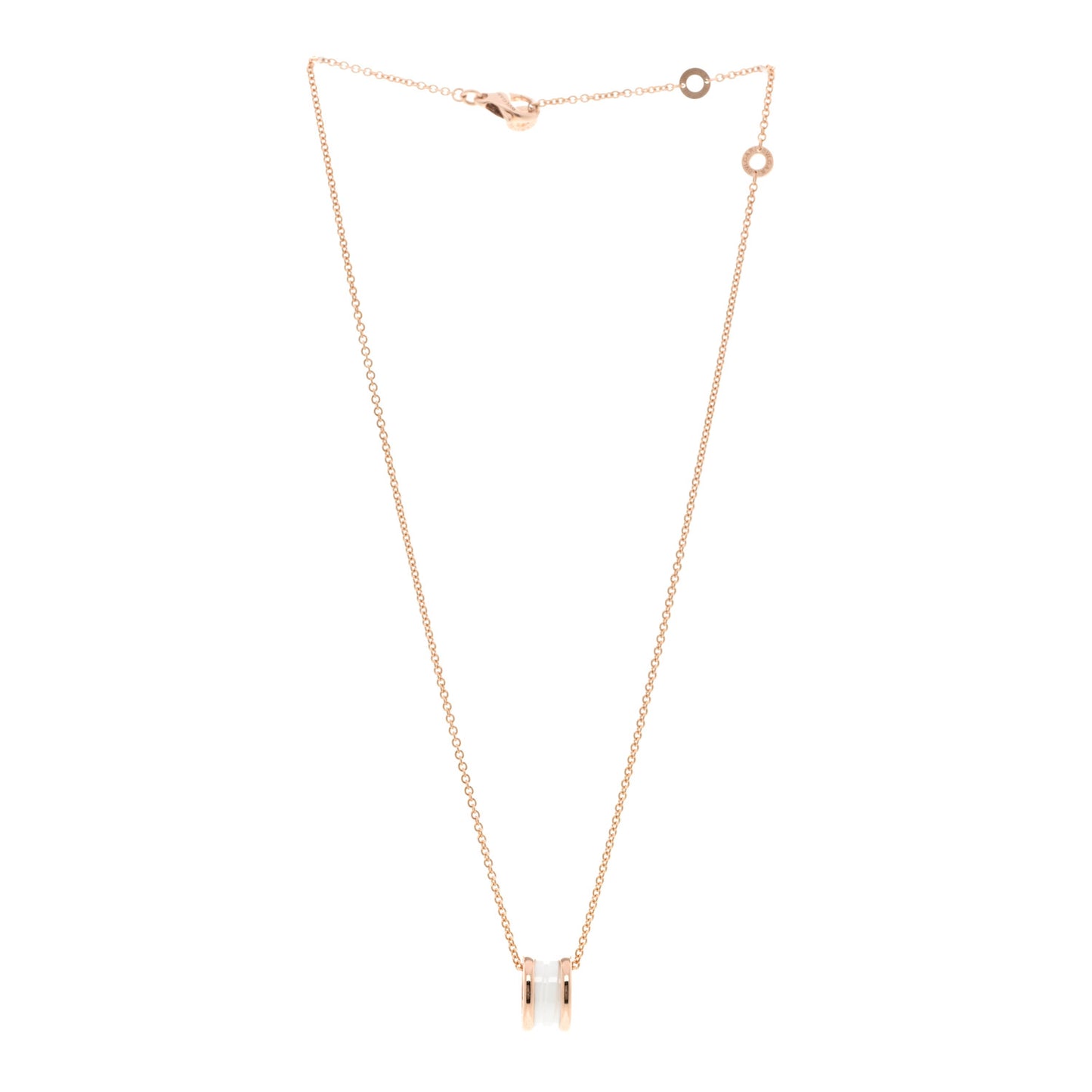 18K Rose Gold White Ceramic B.Zero1 Pendant Necklace
