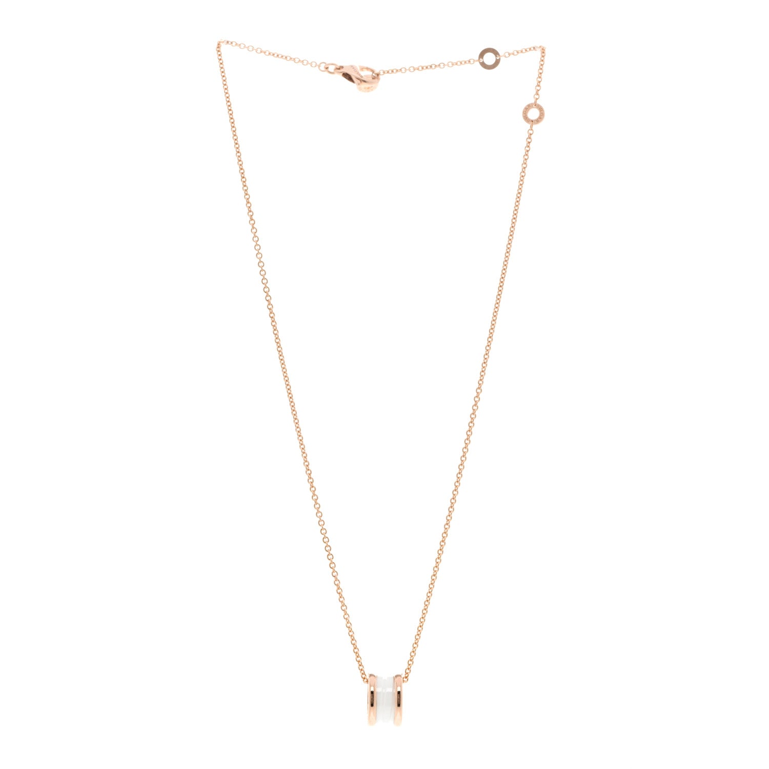 Bulgari 18K Rose Gold White Ceramic B.Zero1 Pendant Necklace 3 of 4