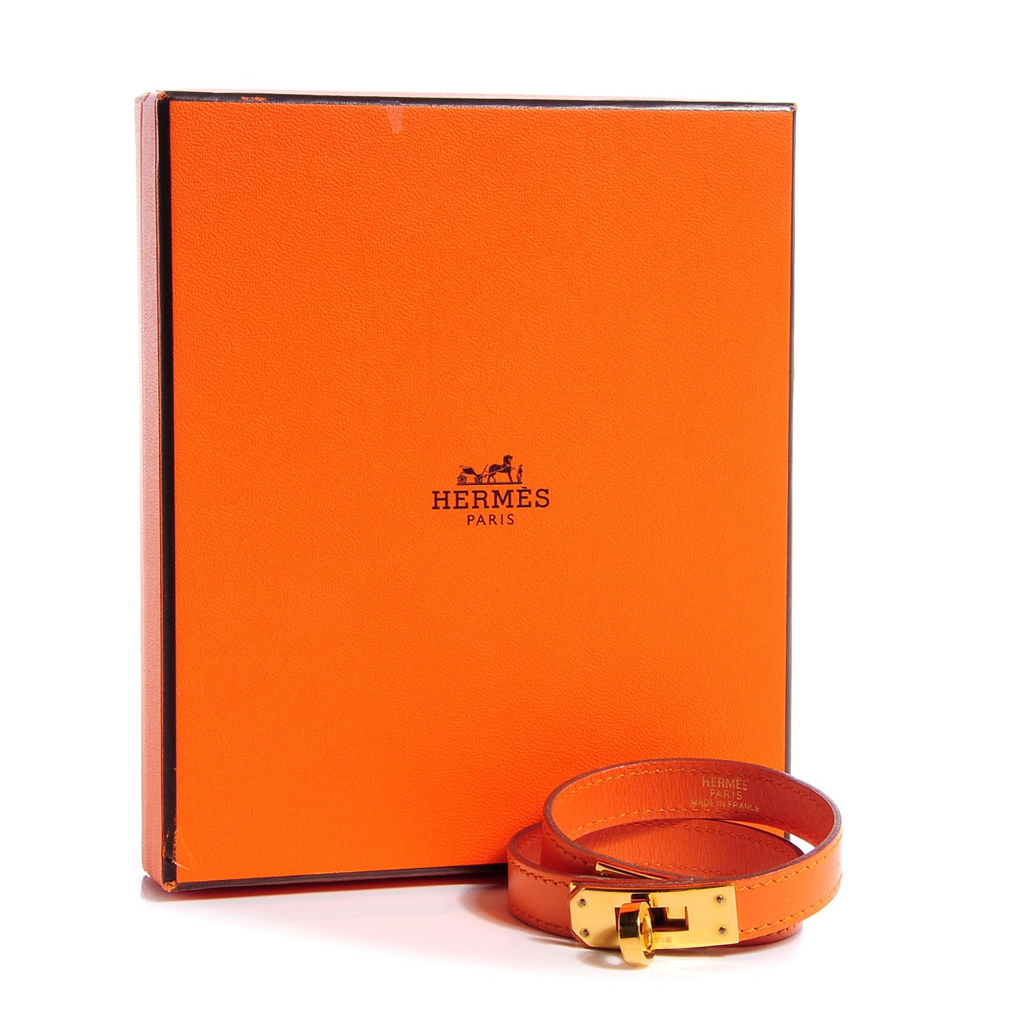 Chamonix Leather Kelly Double Tour Bracelet Orange