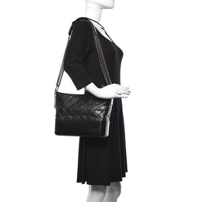 Chanel Aged Calfskin Quilted Medium Gabrielle Hobo Black 4 of 13