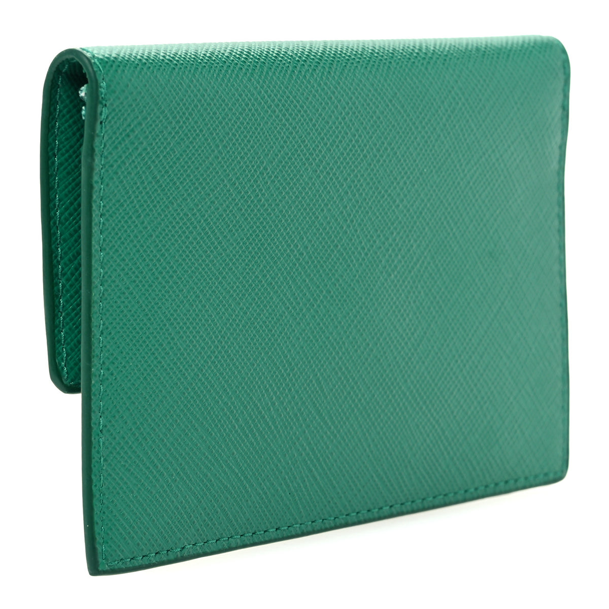 Prada Saffiano Triangle Card Holder Wallet Mango 3 of 7