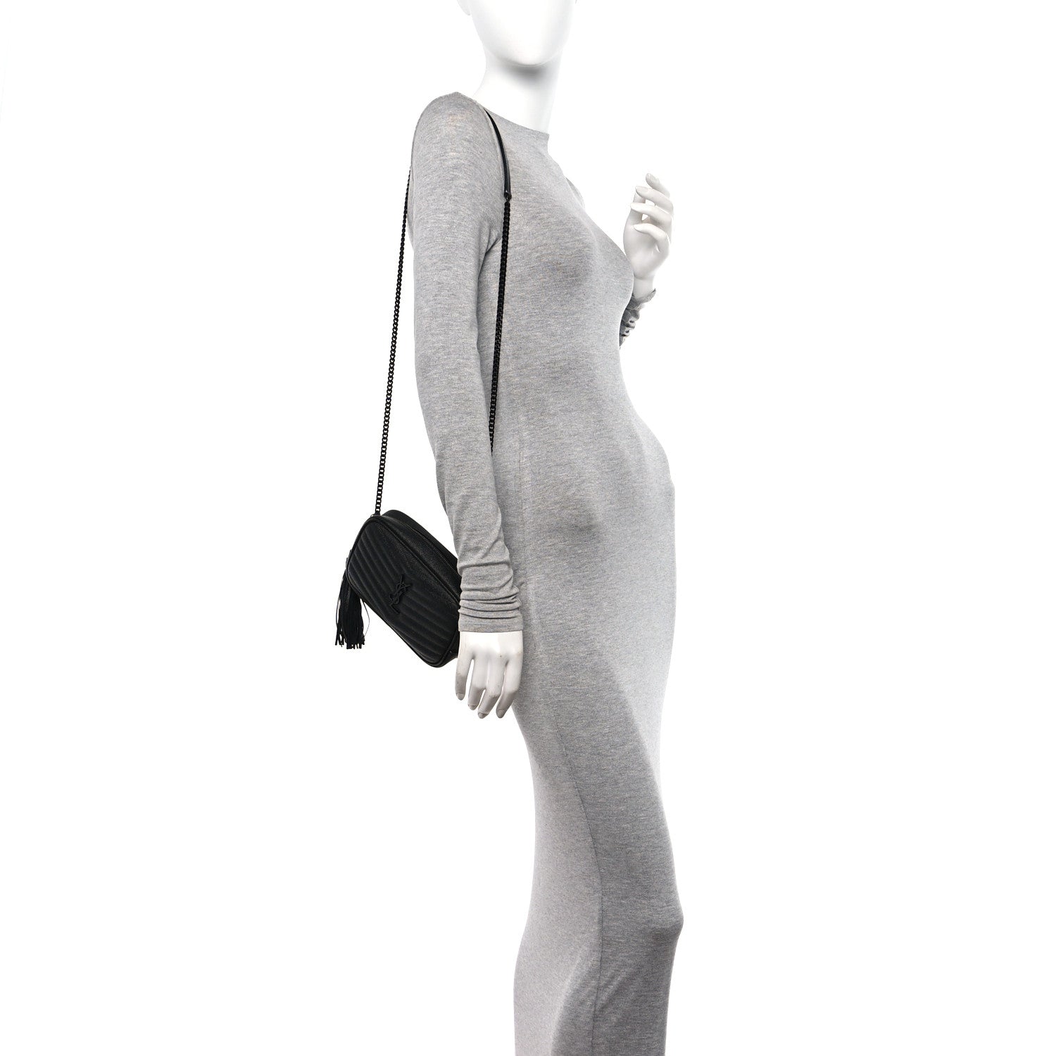 Saint Laurent Grain De Poudre Matelasse Monochrome Monogram Mini Lou Camera Bag Black 2 of 11