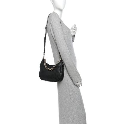 Gucci GG Grainy Calfskin Emblem Small Half Moon Shoulder Bag Black 2 of 10