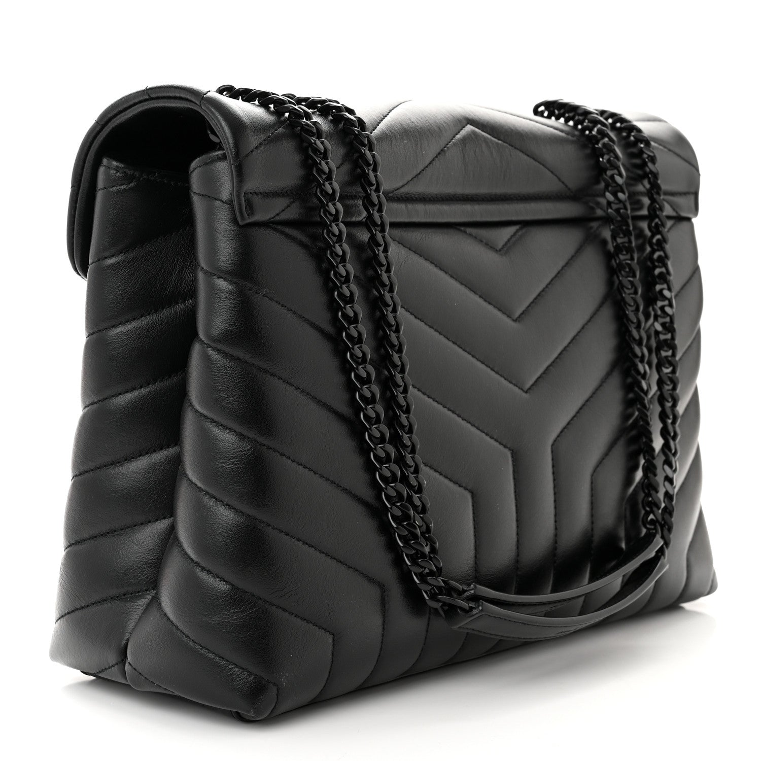 Saint Laurent Calfskin Y Quilted Monogram Monochrome Medium Loulou Chain Satchel Black 3 of 10