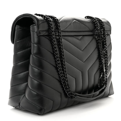 Saint Laurent Calfskin Y Quilted Monogram Monochrome Medium Loulou Chain Satchel Black 3 of 10