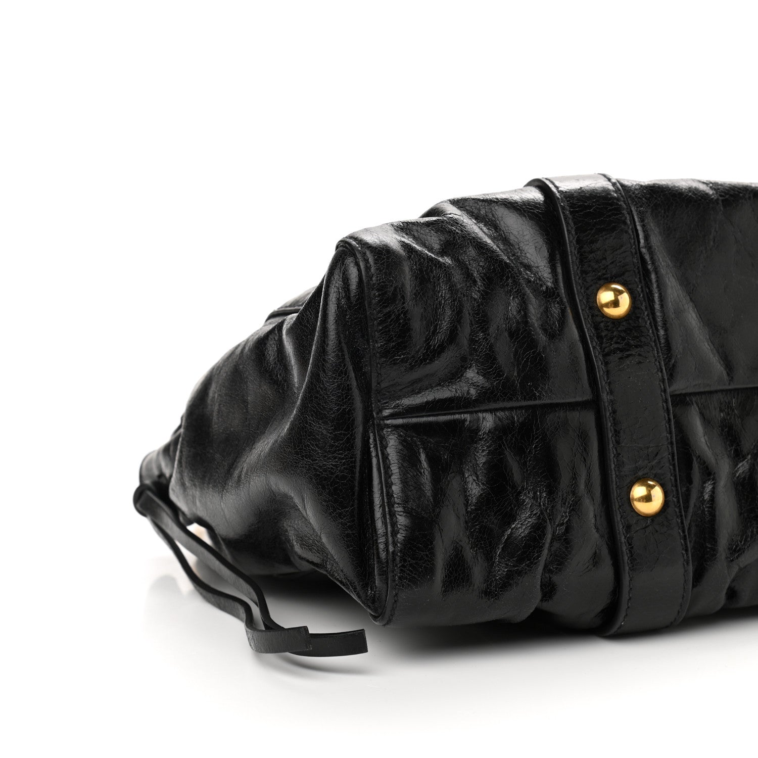 Miu Miu Vitello Lux Gathered Tote Black 8 of 11