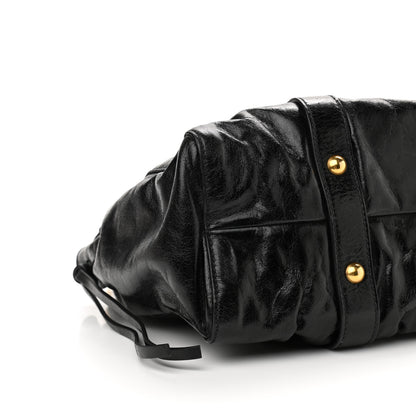 Miu Miu Vitello Lux Gathered Tote Black 8 of 11