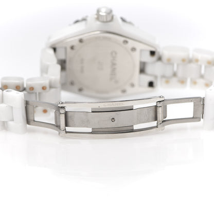 Chanel Stainless Steel Ceramic Diamond 33mm J12 Quartz Watch White 6 of 8