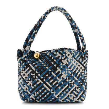 Bottega Veneta Calfskin Intreccio Tricolor Tosca Shoulder Bag Black Agate Grey Deep Pacific 1 of 9