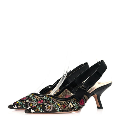 Christian Dior Embroidered Calfskin Beaded Sweet D Sling-Back Pumps 36 Multicolor 3 of 8