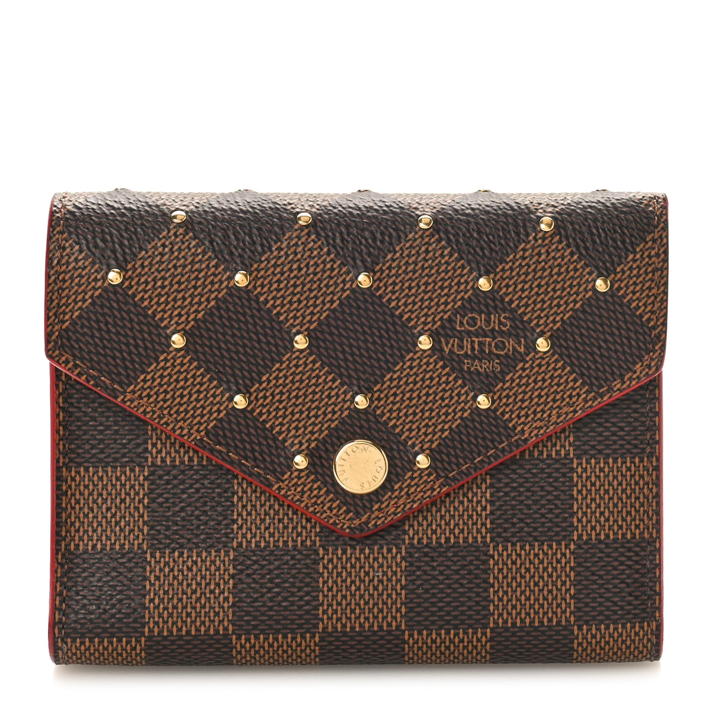 Damier Ebene Studded Victorine Wallet Cherry