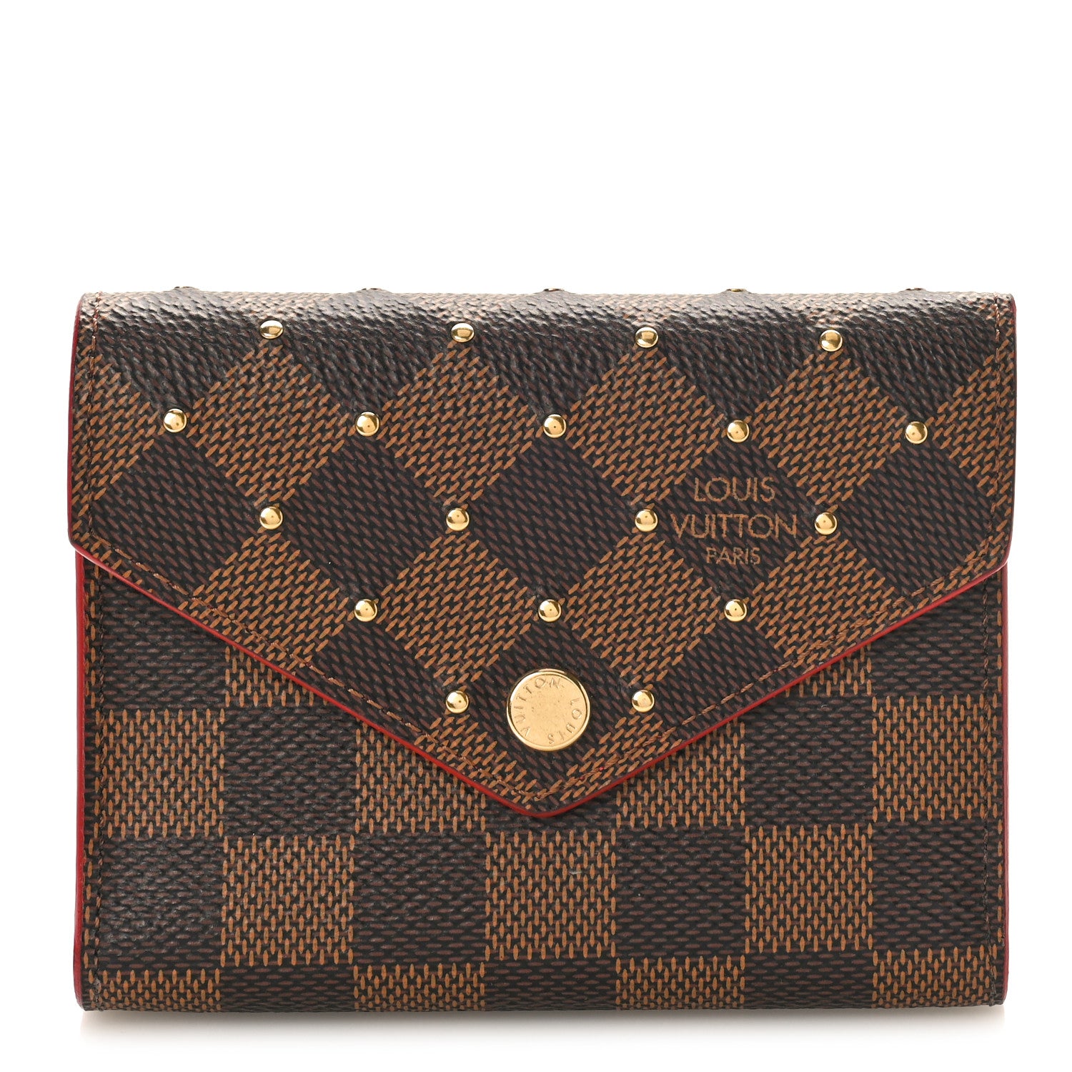 Louis Vuitton Damier Ebene Studded Victorine Wallet Cherry 1 of 8