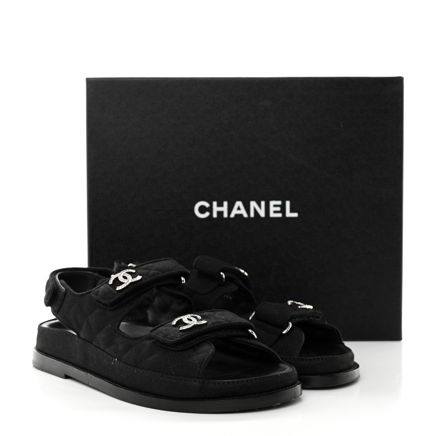 Chanel Mixed Fibers Velcro Dad Sandals 36.5 Black 9 of 9
