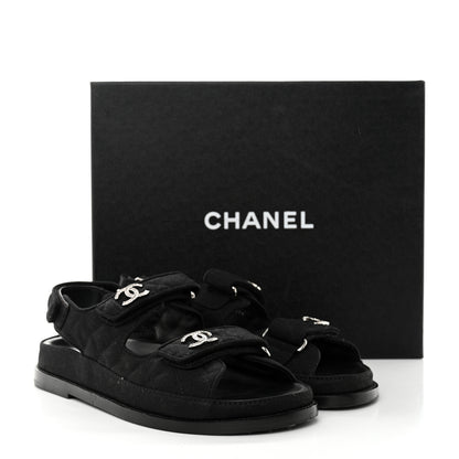 Chanel Mixed Fibers Velcro Dad Sandals 36.5 Black 9 of 9