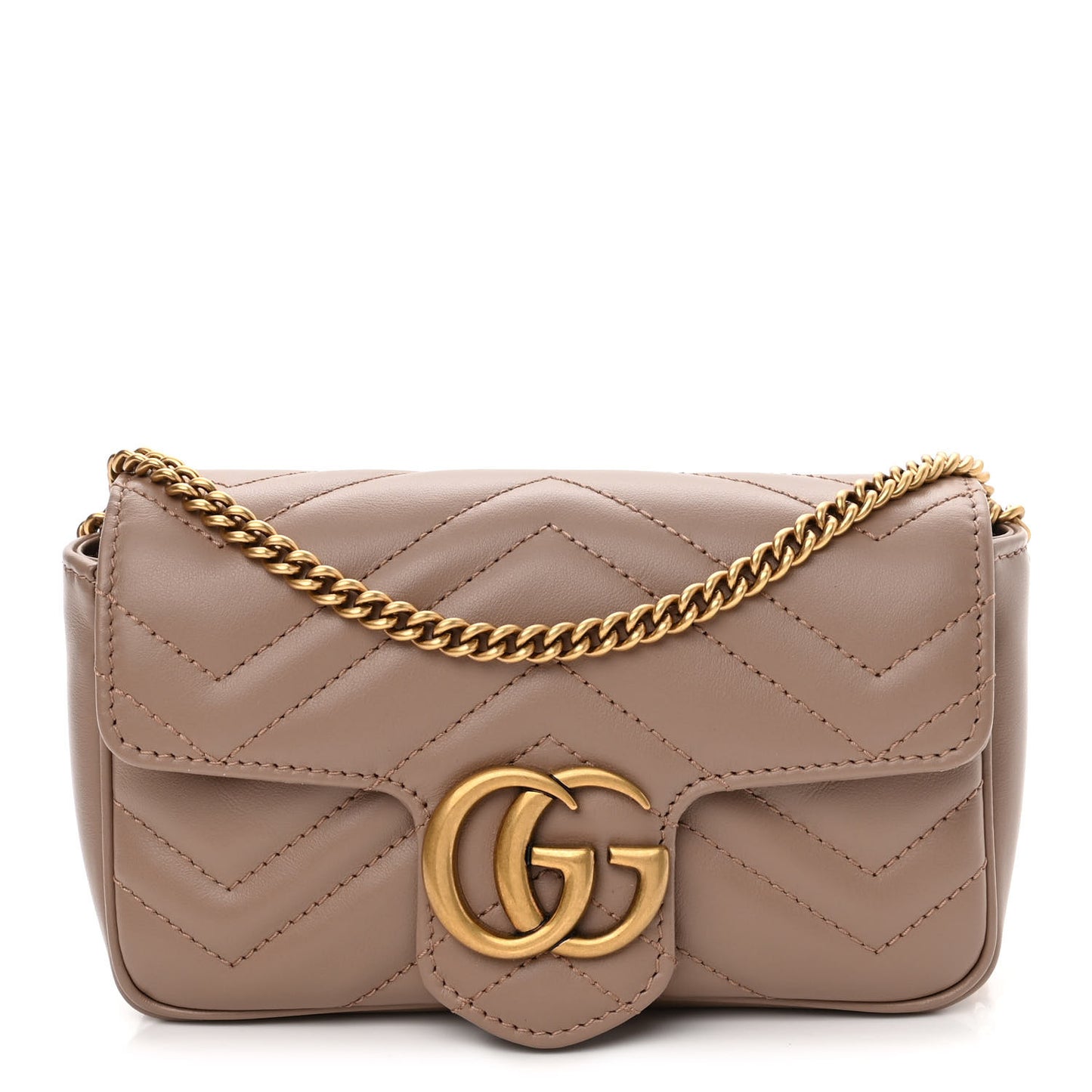 Calfskin Matelasse Super Mini GG Marmont Shoulder Bag Porcelain Rose