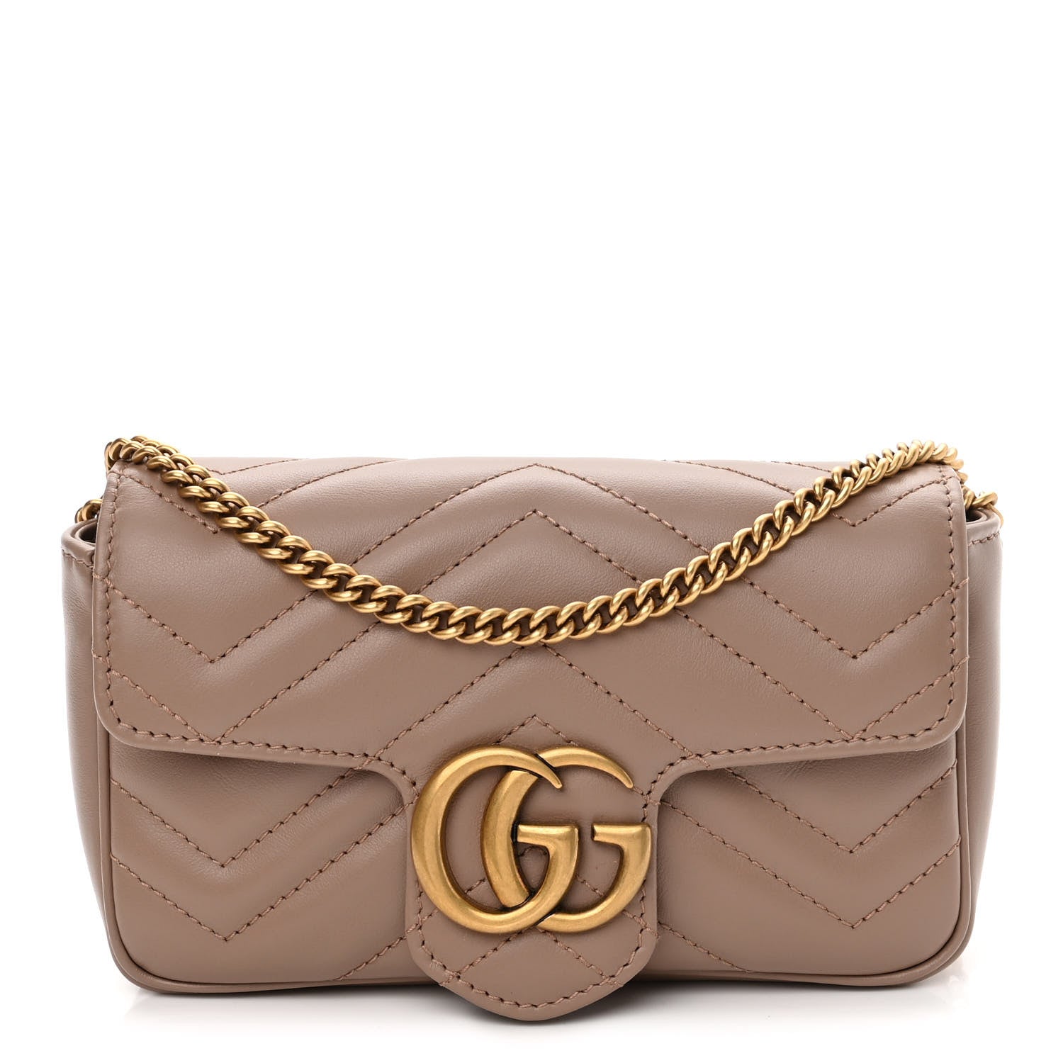 Gucci Calfskin Matelasse Super Mini GG Marmont Shoulder Bag Porcelain Rose 1 of 10