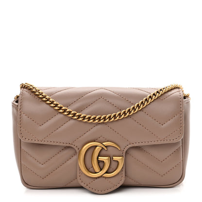 Gucci Calfskin Matelasse Super Mini GG Marmont Shoulder Bag Porcelain Rose 1 of 10