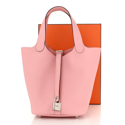 Hermes Taurillon Clemence Picotin Lock 18 PM Rose Sakura 11 of 11